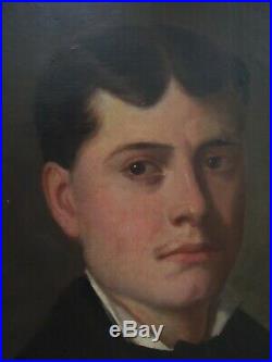 Magnifique grand portrait d'homme du XIX e signé J. COLLINET daté 1881(BENEZIT)