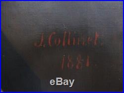 Magnifique grand portrait d'homme du XIX e signé J. COLLINET daté 1881(BENEZIT)