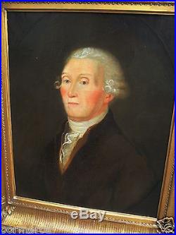 Magnifique grande peinture portrait homme notable fin 18eme début 19eme siècle