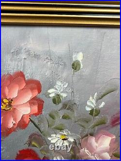 Magnifique huile sur toile nature morte bouquet floral signe Stemple