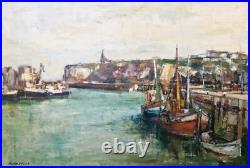 Marcel Cramoysan Le Port de Dieppe huile sur toile