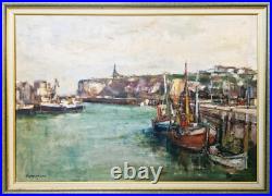 Marcel Cramoysan Le Port de Dieppe huile sur toile