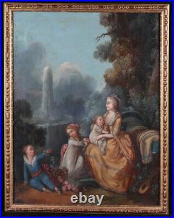 Marie Antoinette, entourage dAntoine WATTEAU, Scène romantique XVIII ème