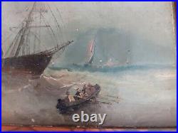 Marine. Huile sur toile signée XIXémé siècle
