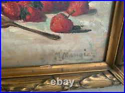 Marius Mangier (1867-1952) peintre lyonnais huile sur toile nature morte fraises