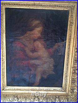 Maternité huile sur toile debut XVIII eme siecle ecole italienne