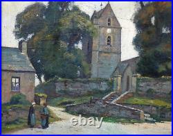 Maurice Pigeon 1883-1944 -grand & Bel Impressionniste-village Animé En Normandie