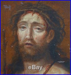 Mignard Buste de Christ à la couronne d'épines Huile sur toile début XVIIIème