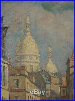 Montmartre à Paris Peinture signée Émile DANCRE (1901-1977) daté 1929