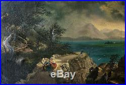 Muller Grand paysage de tempête Ecole française du XIXème siècle Huile sur toile