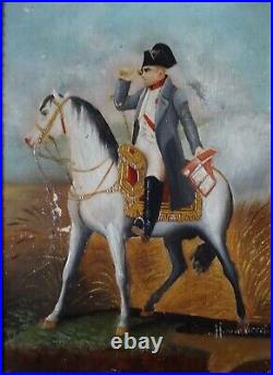 Napoléon peinture à l'huile sur toile tableau XIXe cadre doré