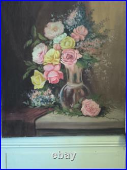 Nature morte huile sur toile Bouquet de roses et autres fleurs grand format Nature morte huile sur toile Bouquet de roses et autres fleurs grand format