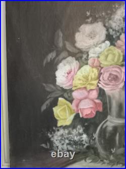 Nature morte huile sur toile Bouquet de roses et autres fleurs grand format Nature morte huile sur toile Bouquet de roses et autres fleurs grand format