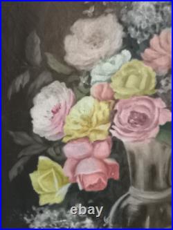 Nature morte huile sur toile Bouquet de roses et autres fleurs grand format Nature morte huile sur toile Bouquet de roses et autres fleurs grand format