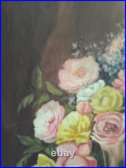 Nature morte huile sur toile Bouquet de roses et autres fleurs grand format Nature morte huile sur toile Bouquet de roses et autres fleurs grand format