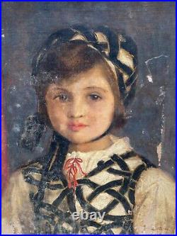 Neville Stephen LYTTON (1879-1951) & Portrait de Jeune Fille & Huile sur Toile