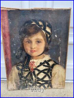 Neville Stephen LYTTON (1879-1951) & Portrait de Jeune Fille & Huile sur Toile