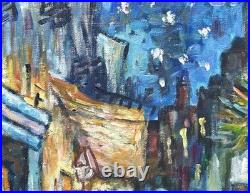 Night Cafe Cityscape Oil Painting on Canvas, Framed, Signed