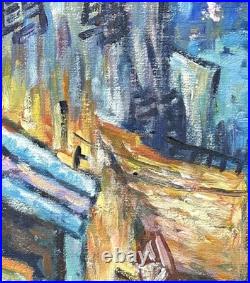 Night Cafe Cityscape Oil Painting on Canvas, Framed, Signed