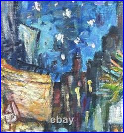 Night Cafe Cityscape Oil Painting on Canvas, Framed, Signed