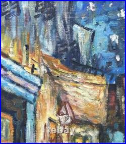 Night Cafe Cityscape Oil Painting on Canvas, Framed, Signed