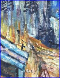 Night Cafe Cityscape Oil Painting on Canvas, Framed, Signed