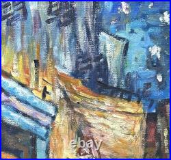 Night Cafe Cityscape Oil Painting on Canvas, Framed, Signed
