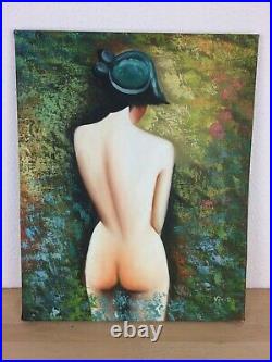 Nu féminin huile sur toile femme de dos peinture contemporaine 50 x 40 cm