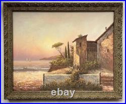 Original Vintage Marine Landscape Oil Painting on Canvas, Signed