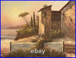 Original Vintage Marine Landscape Oil Painting on Canvas, Signed