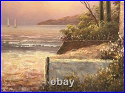 Original Vintage Marine Landscape Oil Painting on Canvas, Signed