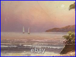 Original Vintage Marine Landscape Oil Painting on Canvas, Signed