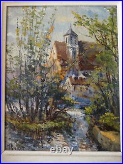PAYSAGE MONTIGNY SUR LOING huile sur toile de Maurice PROUST(1867-1944)
