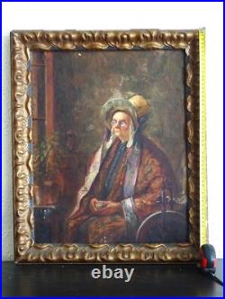 PEINTURE IMPRESSIONNISTE XXe (VERS 1910/20)-PORTRAIT DE FEMME, LA COUTURIÈRE