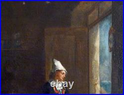 PEINTURE ROMANTIQUE XIXe-PORTRAIT DE FEMME DE PÊCHEUR-L'ESPRIT AUGUSTE DELACROIX PEINTURE ROMANTIQUE XIXe-PORTRAIT DE FEMME DE PÊCHEUR-L'ESPRIT AUGUSTE DELACROIX