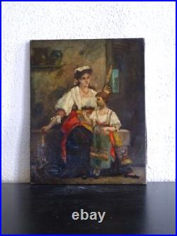 PEINTURE ROMANTIQUE XIXe-PORTRAIT D'UNE COUTURIÈRE ITALIENNE-LE BEL ESPRIT COROT