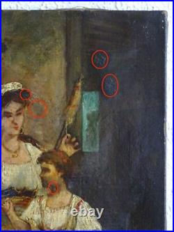 PEINTURE ROMANTIQUE XIXe-PORTRAIT D'UNE COUTURIÈRE ITALIENNE-LE BEL ESPRIT COROT