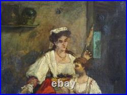 PEINTURE ROMANTIQUE XIXe-PORTRAIT D'UNE COUTURIÈRE ITALIENNE-LE BEL ESPRIT COROT