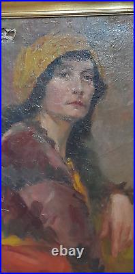PORTRAIT D'UNE GITANE DEBUT XX ème A RESTAURER HUILE SUR TOILE