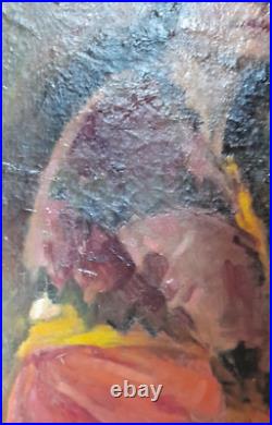 PORTRAIT D'UNE GITANE DEBUT XX ème A RESTAURER HUILE SUR TOILE