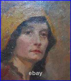 PORTRAIT D'UNE GITANE DEBUT XX ème A RESTAURER HUILE SUR TOILE