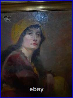 PORTRAIT D'UNE GITANE DEBUT XX ème A RESTAURER HUILE SUR TOILE