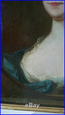 PORTRAIT FEMME DE QUALITE NOBLE EPOQUE LOUIS XVI 18ème siècle Huile sur toile