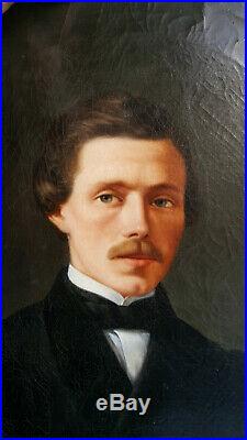 PORTRAIT de jeune homme époque Napoléon III 19ème siècle huile sur toile