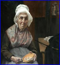 P. Joseph Alizard 1868-1949. Grande & Magnifique Toile. Femme Au Bonnet Blanc