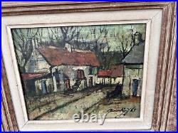 Painting QUINTIN, Breton school Village alley in autumn Oil on canvas
