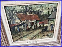 Painting QUINTIN, Breton school Village alley in autumn Oil on canvas