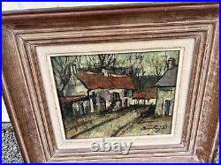 Painting QUINTIN, Breton school Village alley in autumn Oil on canvas