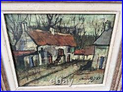 Painting QUINTIN, Breton school Village alley in autumn Oil on canvas