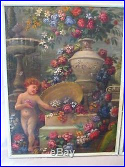 Paire de tableaux de boiserie huiles sur toile époque XVIII ème siècle